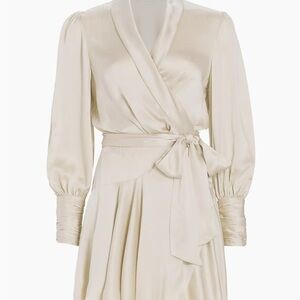 Zimmermann Milk Silk Wrap Mini Dress